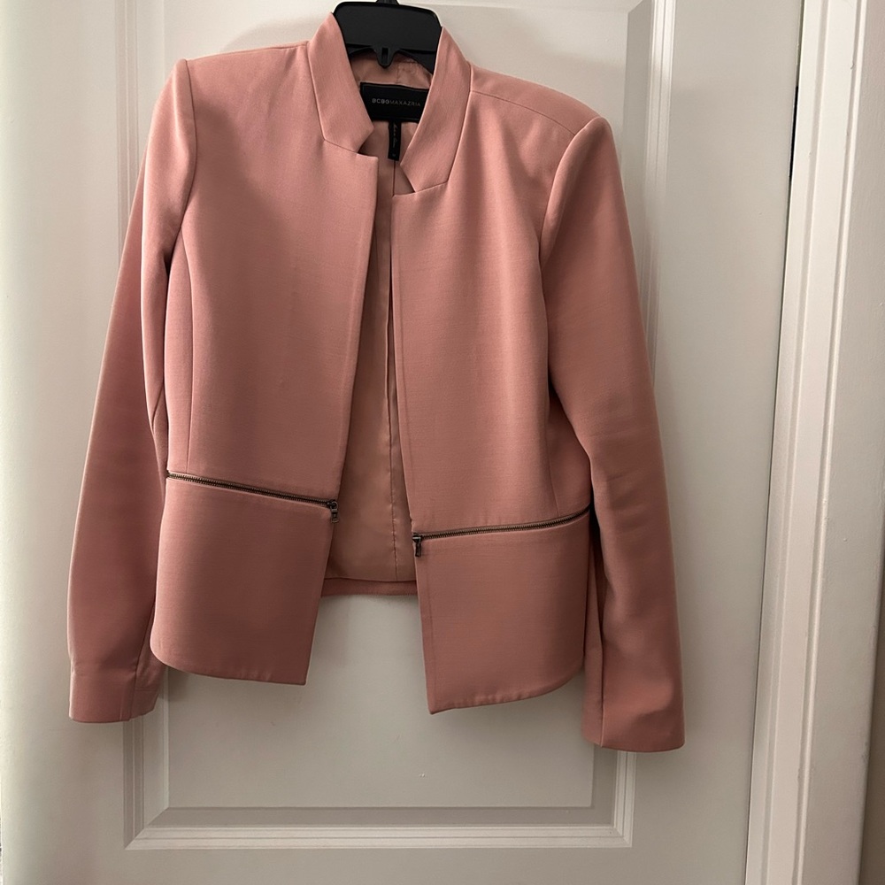 BCBGMaxAzria Pink Blazer Tailored Collarless Design